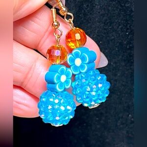 💙Y2K blue and gold bubble gum earrings with stainless nickel free hooks